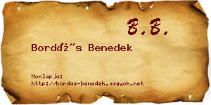 Bordás Benedek névjegykártya