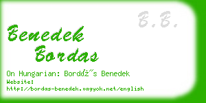 benedek bordas business card